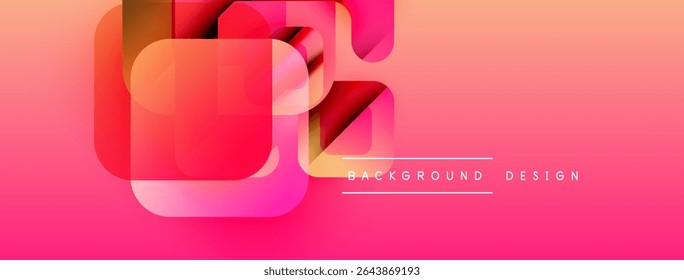Abstract geometric shapes overlap, creating vibrant pink, orange gradient. Modern design element for backgrounds, presentations.