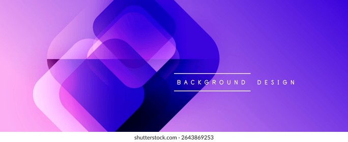 Abstract geometric shapes overlap, creating vibrant purple gradient effect. Modern design suitable for backgrounds, presentations.