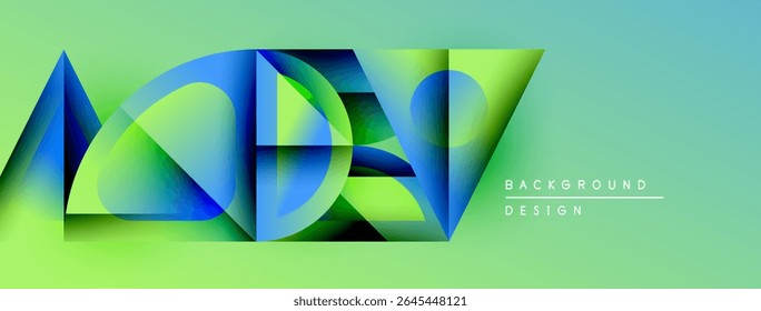 Las Formas geométricas Abstractas se superponen, creando vibrantes Gradientes turquesas y verdes. Elemento de diseño moderno para fondos, presentaciones.