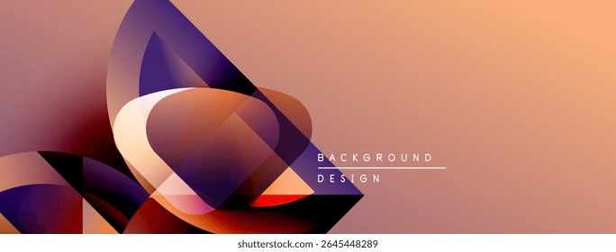 Formas geométricas abstratas se sobrepõem, criando um efeito visual dinâmico. A paleta de cores quentes domina a composição. Elemento de design moderno.