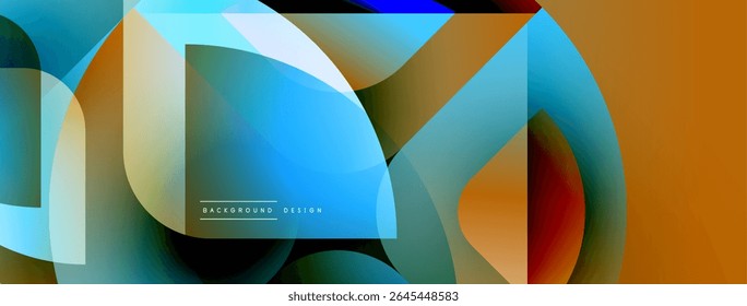 Abstract geometric shapes overlap, creating vibrant color gradients. Design features smooth transitions, modern aesthetic.