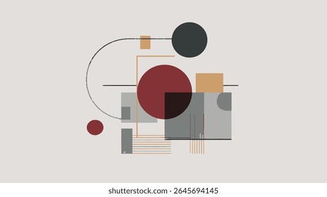 Abstract geometric shapes overlap creating modern composition minimalist style background