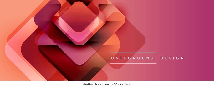 Abstract geometric shapes overlap, creating vibrant gradient effect. Warm colors dominate composition, suggesting modern design aesthetic.