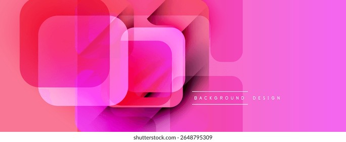 Abstract geometric shapes overlap, creating vibrant pink, purple gradients. Modern design element for banners, presentations.