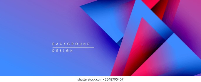 Abstract geometric shapes overlap, creating vibrant blue, purple, pink gradients. Modern design suitable for backgrounds, presentations.