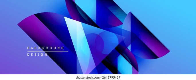 Las Formas geométricas Abstractas se superponen, creando una composición azul púrpura dinámica. Elemento de diseño moderno para fondos, presentaciones.