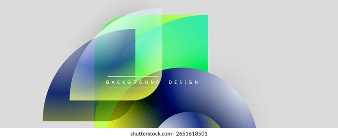 Abstract geometric shapes overlap, creating vibrant color gradients. Modern design elements suggest digital art, background texture.