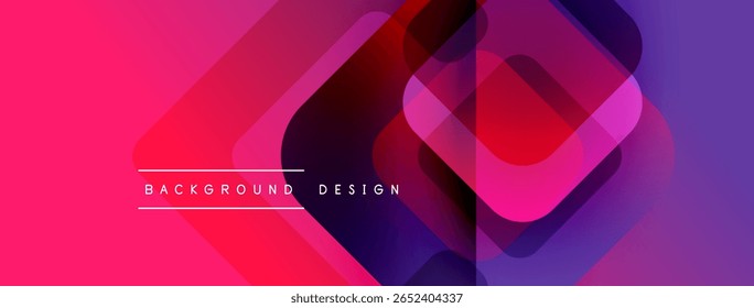 Abstract geometric shapes overlap, creating vibrant pinks, purples, reds. Modern design element for backgrounds, banners, presentations.