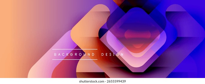 Abstract geometric shapes overlap, creating vibrant color gradients. Design features smooth transitions, modern aesthetic.