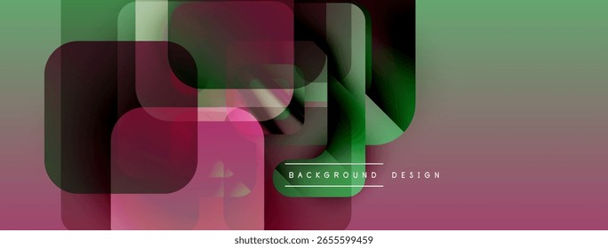 Abstract geometric shapes overlap, creating vibrant color gradients. Modern design elements suggest digital art, background texture.