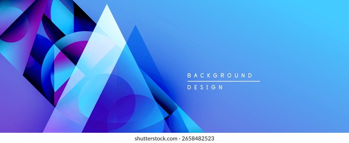 Abstract geometric shapes overlap, creating vibrant blue gradient effect. Modern design suitable for backgrounds, presentations.