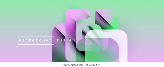 Abstract geometric shapes overlap, creating vibrant pastel gradients. Text reads background design. Modern visual presentation.