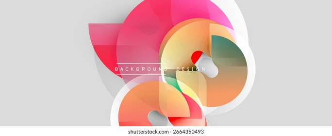 Abstract geometric shapes overlap, creating vibrant color gradients. White background provides contrast, modern design aesthetic.