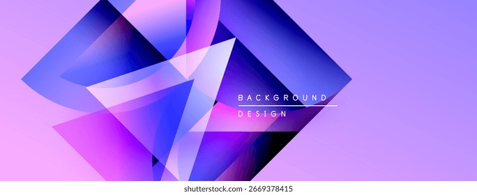 Abstrakte geometrische Formen überlappen sich und erzeugen lebendige violette, blaue Farbverläufe. Modernes Design-Element für Hintergründe, Präsentationen.