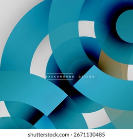 Formas geométricas abstratas se sobrepõem, criando composição dinâmica azul, branco e dourado. Elemento de design moderno para fundos.