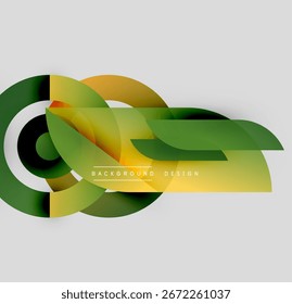 Abstract geometric shapes overlap, creating vibrant color gradients. Modern design element for backgrounds, presentations.