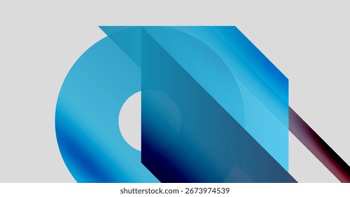 Abstract geometric shapes overlap, creating cool blue gradient effect. Minimalist design, modern aesthetic, simple composition.