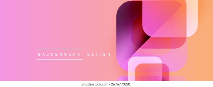 Abstrakte geometrische Formen überlappen sich und erzeugen einen lebendigen rosa, orangefarbenen Farbverlauf. Modernes Design für Hintergründe, Präsentationen.