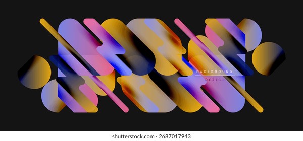 Las Formas geométricas Abstractas se superponen, creando Gradientes de colores vibrantes. Los Elementos de diseño modernos sugieren una experiencia visual dinámica.