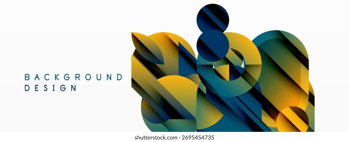 Abstract geometric shapes overlap, creating vibrant color gradients. Modern design suitable for backgrounds, presentations, branding.