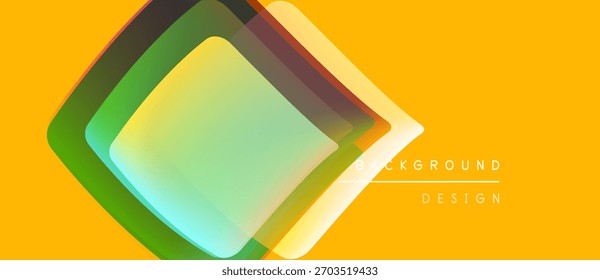 Las Formas geométricas Abstractas se superponen, creando Gradientes de colores vibrantes sobre fondo amarillo. Elemento de diseño moderno para proyectos digitales.