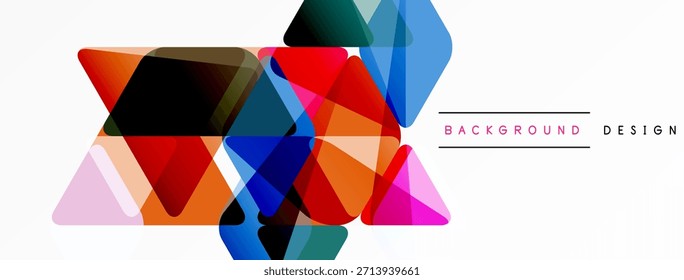 Formas geométricas abstratas se sobrepõem, criando um design colorido vibrante. O plano de fundo branco proporciona um contraste claro. Estética moderna.