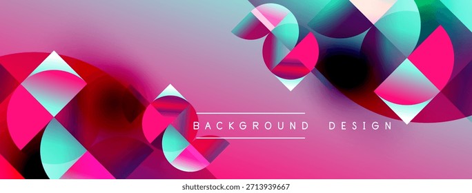 Abstract geometric shapes overlap, creating vibrant pink, blue hues. Modern design element for backgrounds, banners, presentations.