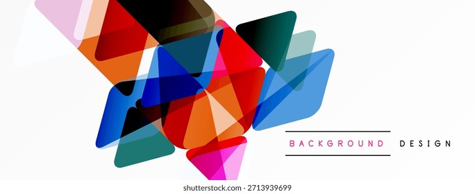 Las Formas geométricas Abstractas se superponen, creando una composición vibrante y colorida. El espacio blanco domina la parte inferior. Elemento de diseño moderno.