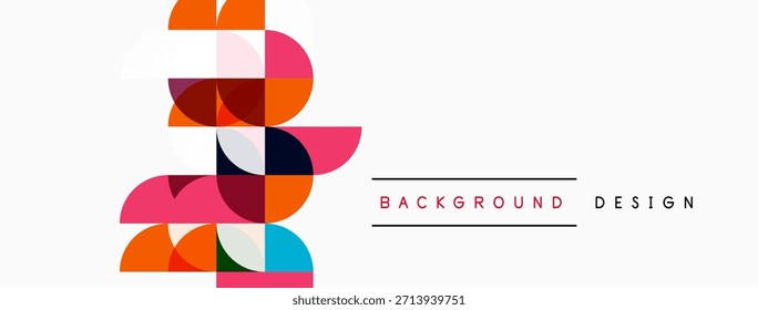 Abstrakte geometrische Formen überlappen sich und schaffen ein buntes modernes Design. Minimalistische Komposition mit weißem Hintergrund, geeignet für Banner.