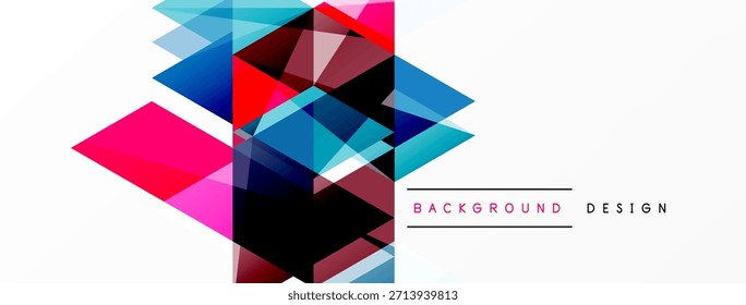 Las Formas geométricas Abstractas se superponen, creando un fondo vibrante y colorido. Los Elementos de diseño modernos sugieren innovación, tecnología.