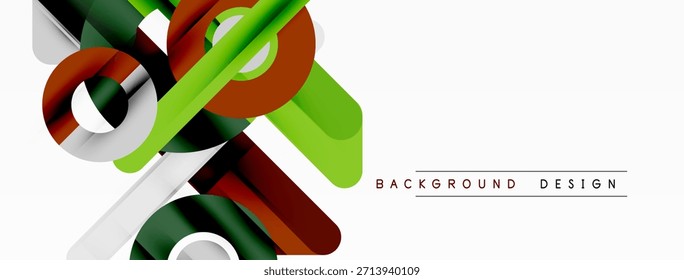 Abstract geometric shapes overlap, creating dynamic visual effect. Bright colors contrast against white background. Modern design element.