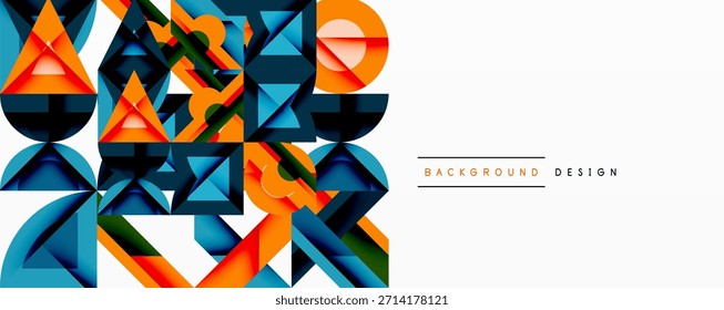 Las Formas geométricas Abstractas se superponen, creando un patrón colorido vibrante. El espacio blanco proporciona contraste, adecuado para fondos.