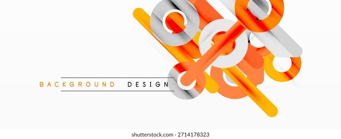 Las Formas geométricas Abstractas se superponen, creando un efecto visual dinámico. Los tonos naranjas y grises dominan el fondo blanco. Elemento de diseño moderno.