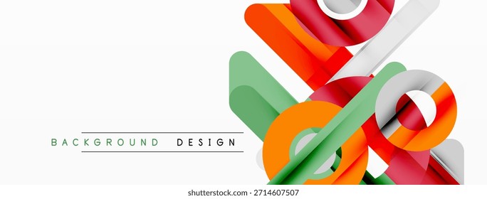 Formas geométricas abstratas se sobrepõem, criando um efeito visual vibrante. Elementos de design modernos sugerem inovação, dinamismo. O plano de fundo limpo melhora a composição.