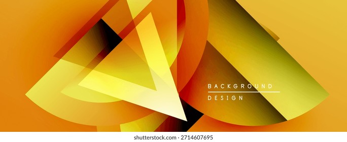 Abstrakte geometrische Formen überlappen sich und erzeugen lebendige orange, gelbe Farbverläufe. Moderne Gestaltungselemente suggerieren dynamische Energie, visuelles Interesse.