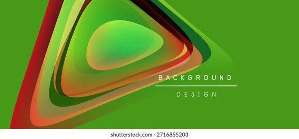Formas geométricas abstratas se sobrepõem, criando gradientes de cores vibrantes no fundo da cal. O texto lê o design do plano de fundo. Elemento visual moderno.