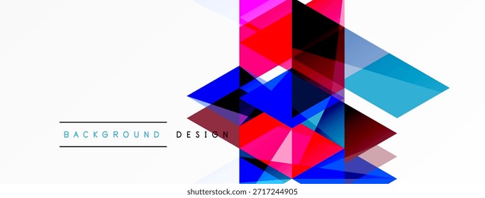 Abstract geometric shapes overlap, creating vibrant colorful design. Minimalist style with text elements present. Modern aesthetic.