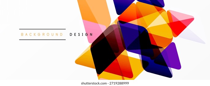 Las Formas geométricas Abstractas se superponen, creando un diseño vibrante y colorido. Fondo presenta etiquetas de texto, diseño simple.