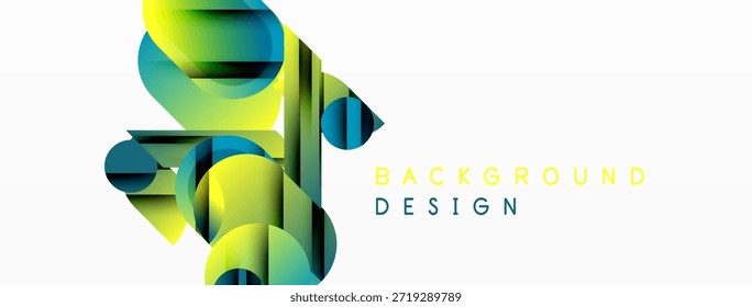 Las Formas geométricas Abstractas se superponen, creando Gradientes de colores vibrantes. Los Elementos de diseño modernos sugieren arte digital, frescura.