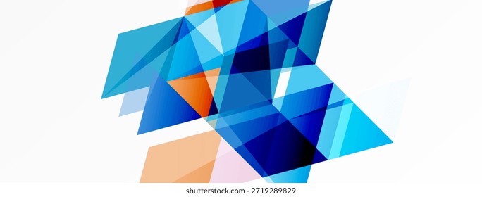 Las Formas geométricas Abstractas se superponen, creando composiciones dinámicas. Los tonos azules y naranjas dominan el fondo blanco. Elemento de diseño moderno.