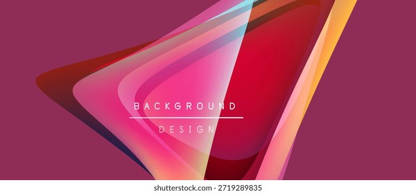 Abstrakte geometrische Formen überlappen sich und erzeugen lebendige Farbverläufe. Rosa dominiert Hintergrund, mit gelben, roten Highlights. Text liest Hintergrunddesign.