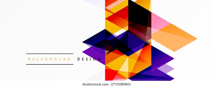 Abstract geometric shapes overlap, creating vibrant colorful design. Modern style with dynamic composition, suitable background element.