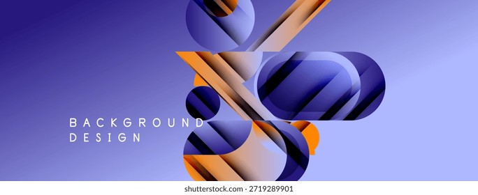 Las Formas geométricas Abstractas se superponen, creando un efecto visual dinámico. El fondo degradado púrpura mejora la estética del diseño moderno.
