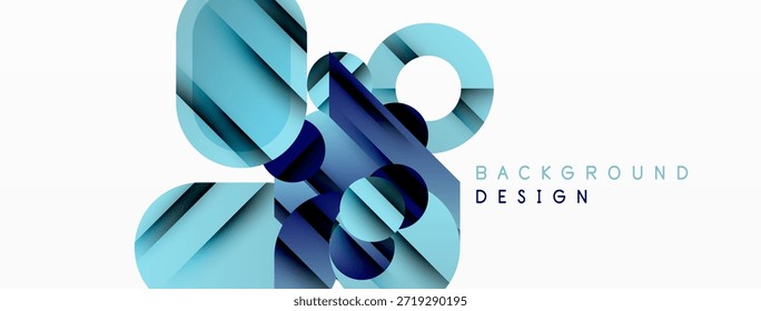 Abstrakte geometrische Formen überlappen sich und erzeugen einen kühlen blauen visuellen Effekt. Minimalistisches Design für Hintergründe, Präsentationen.