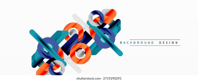 Las Formas geométricas Abstractas se superponen, creando una textura visual dinámica. Los colores brillantes contrastan con el fondo blanco. Elemento de diseño moderno.