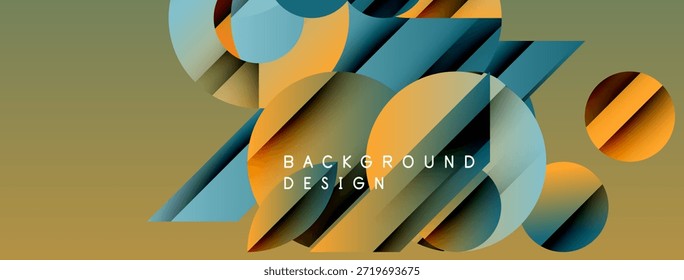 Las Formas geométricas Abstractas se superponen, creando una textura visual dinámica. Los colores cálidos dominan, con acentos frescos. Elementos de diseño modernos presentes.