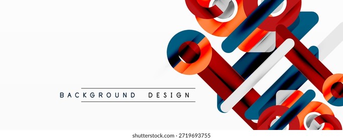Las Formas geométricas Abstractas se superponen, creando una textura visual dinámica. Los colores brillantes dominan el diseño, lo que sugiere una estética moderna.