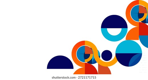 Las Formas geométricas Abstractas se superponen, creando un fondo vibrante y colorido. Los Elementos de diseño modernos sugieren creatividad e innovación.