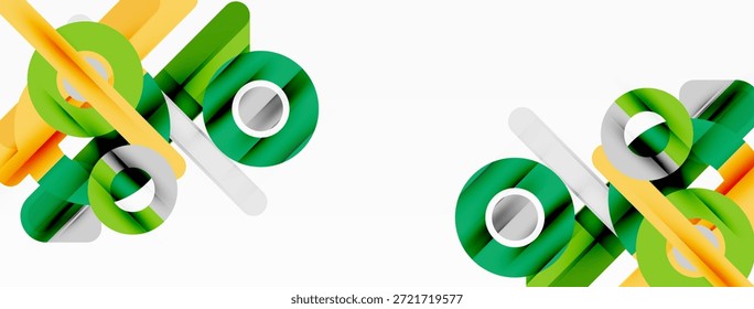 Las Formas geométricas Abstractas se superponen, creando una composición visual dinámica. Los tonos verdes, amarillos y grises dominan el diseño. Estética moderna y limpia.