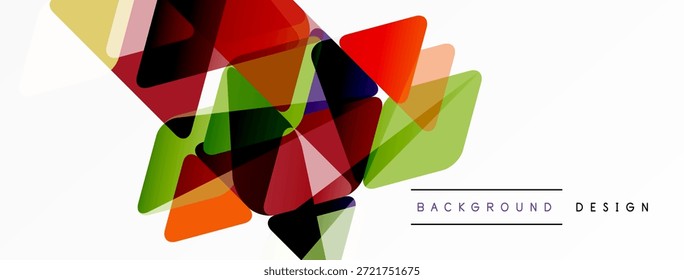 Las Formas geométricas Abstractas se superponen, creando un diseño vibrante y colorido. El espacio blanco domina la parte inferior. Estética moderna.